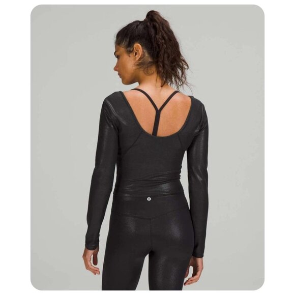 * Lululemon Align Long Sleeve Radiant Foil Shine Print Black Shirt sz 2 - Picture 3 of 11